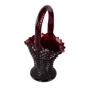 Westmoreland English Hobnail Ruby Red Tall Basket 5 x 4 x 9”